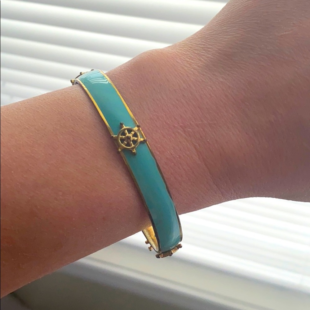 J. Crew enameled nautical bracelet blue gold color